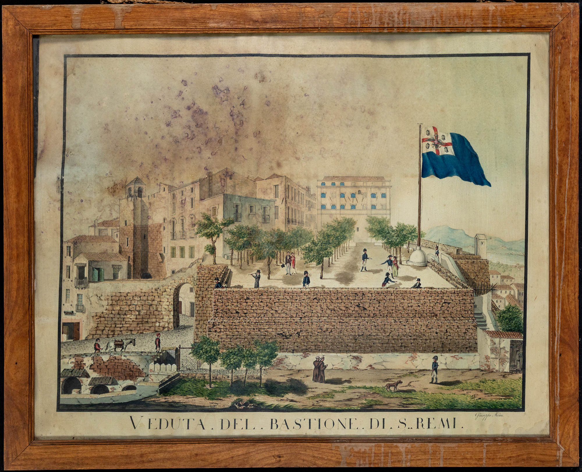 Veduta del bastione di Saint Remy (stampa) di Mereu Giuseppe (attribuito) - ambito italiano (XIX)
