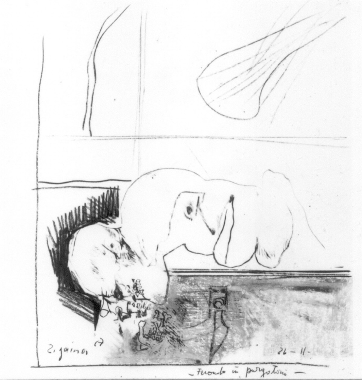 Personaggi e scene da cicli letterari (disegno) di Zigaina Giuseppe (sec. XX)