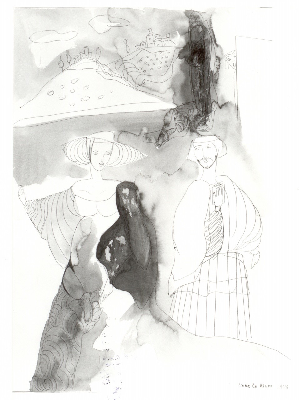 Personaggi e scene da cicli letterari (disegno) di Le Kinff Linda (sec. XX)