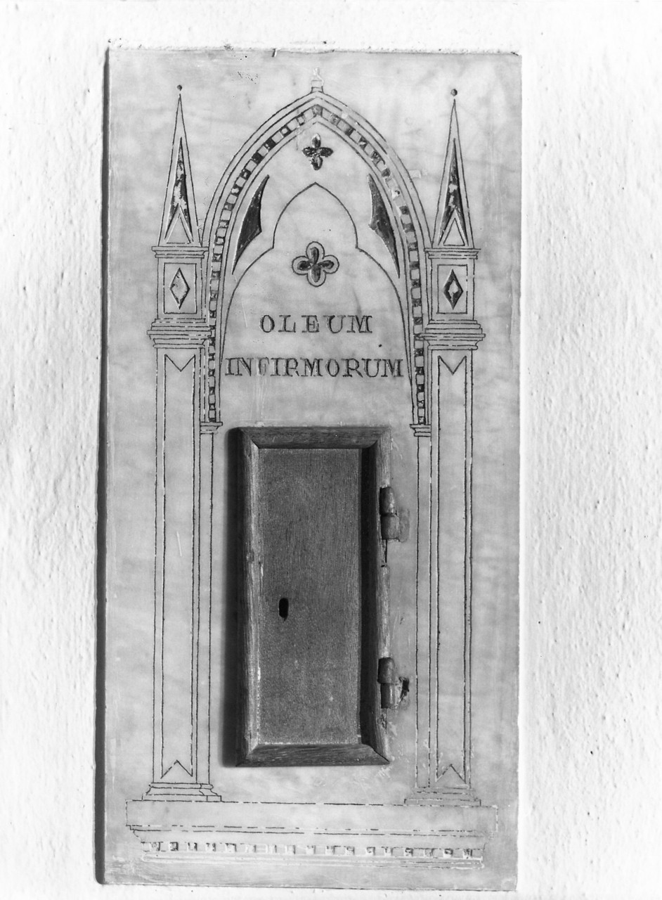 motivi decorativi architettonici (armadietto per oli santi) - produzione toscana (sec. XIX)