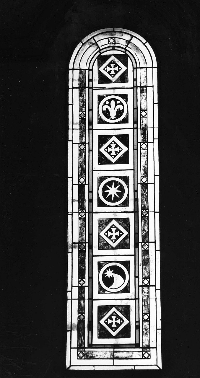 giglio con stella a sette punte e una crocetta (vetrata) di Società Artistica Chini (sec. XX)