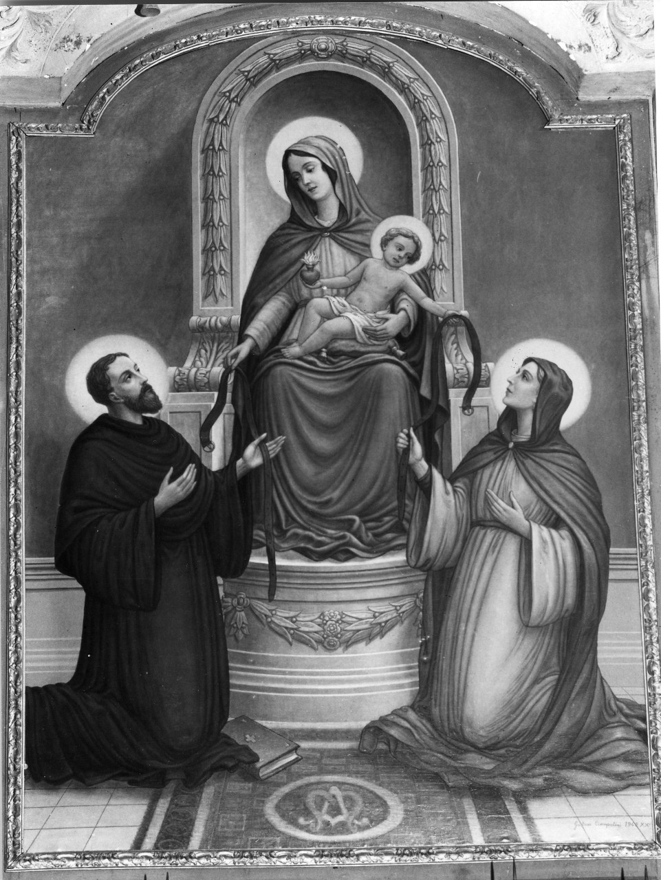 Madonna della cintola e santi (dipinto) di Ciampalini Gaetano (metà sec. XX)