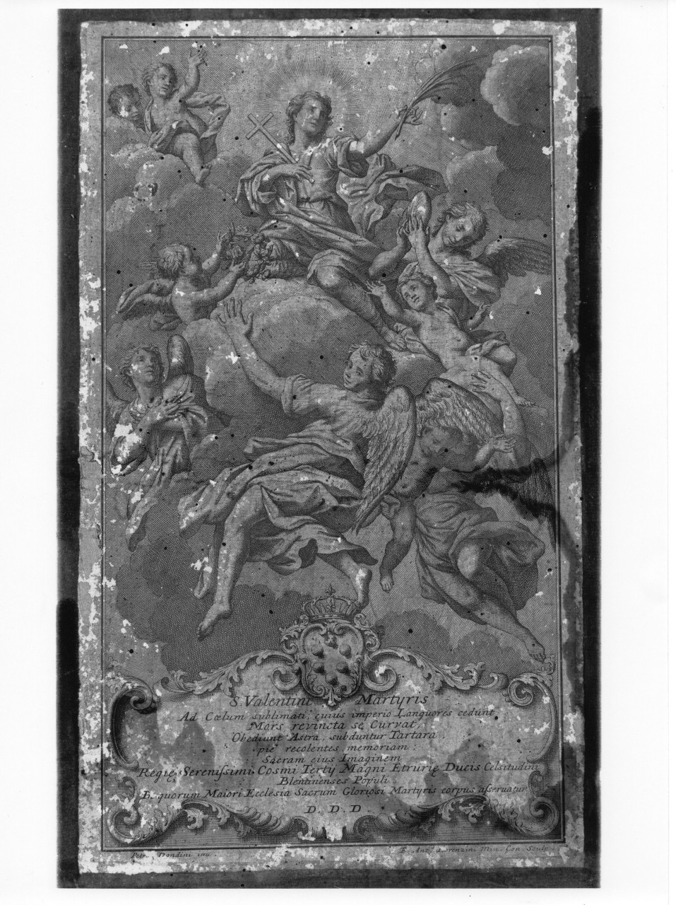 San Valentino in gloria (stampa) di Dandini Pietro (attribuito) (fine sec. XVII)