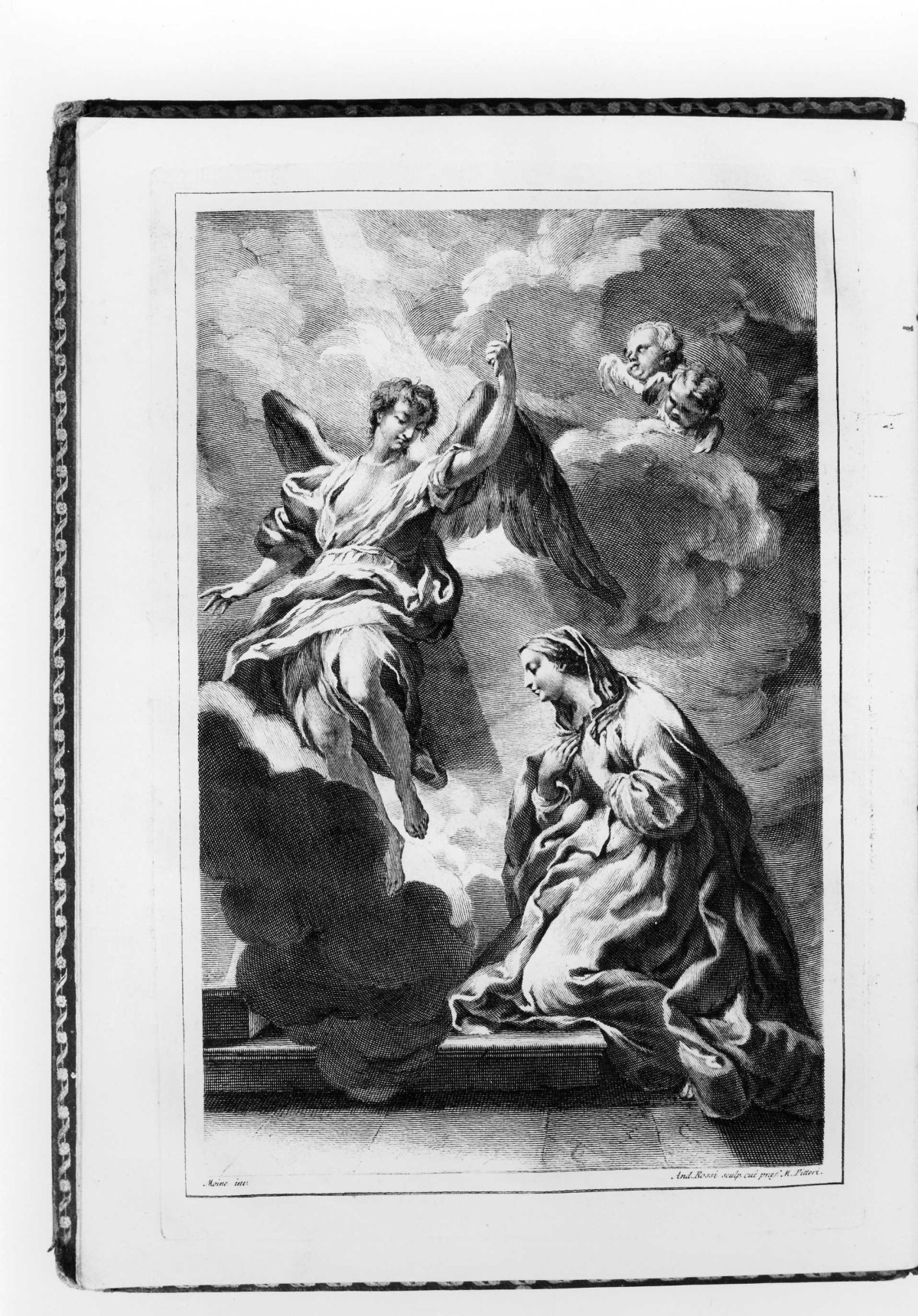 Annunciazione (stampa) di Lemoine RenÃ©-Jean, Rossi Andrea de Rubeis (sec. XVIII)