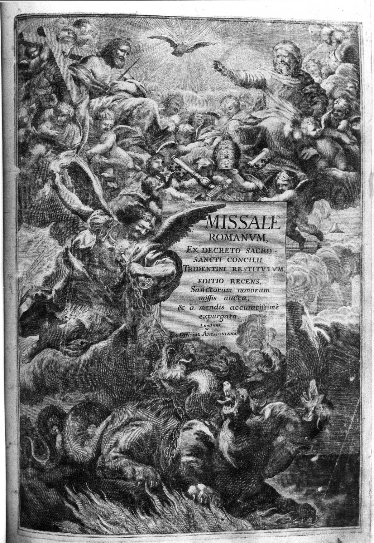 Trinità e San Michele Arcangelo che combatte il drago (stampa) di Houat Francois (attribuito) (sec. XVII)