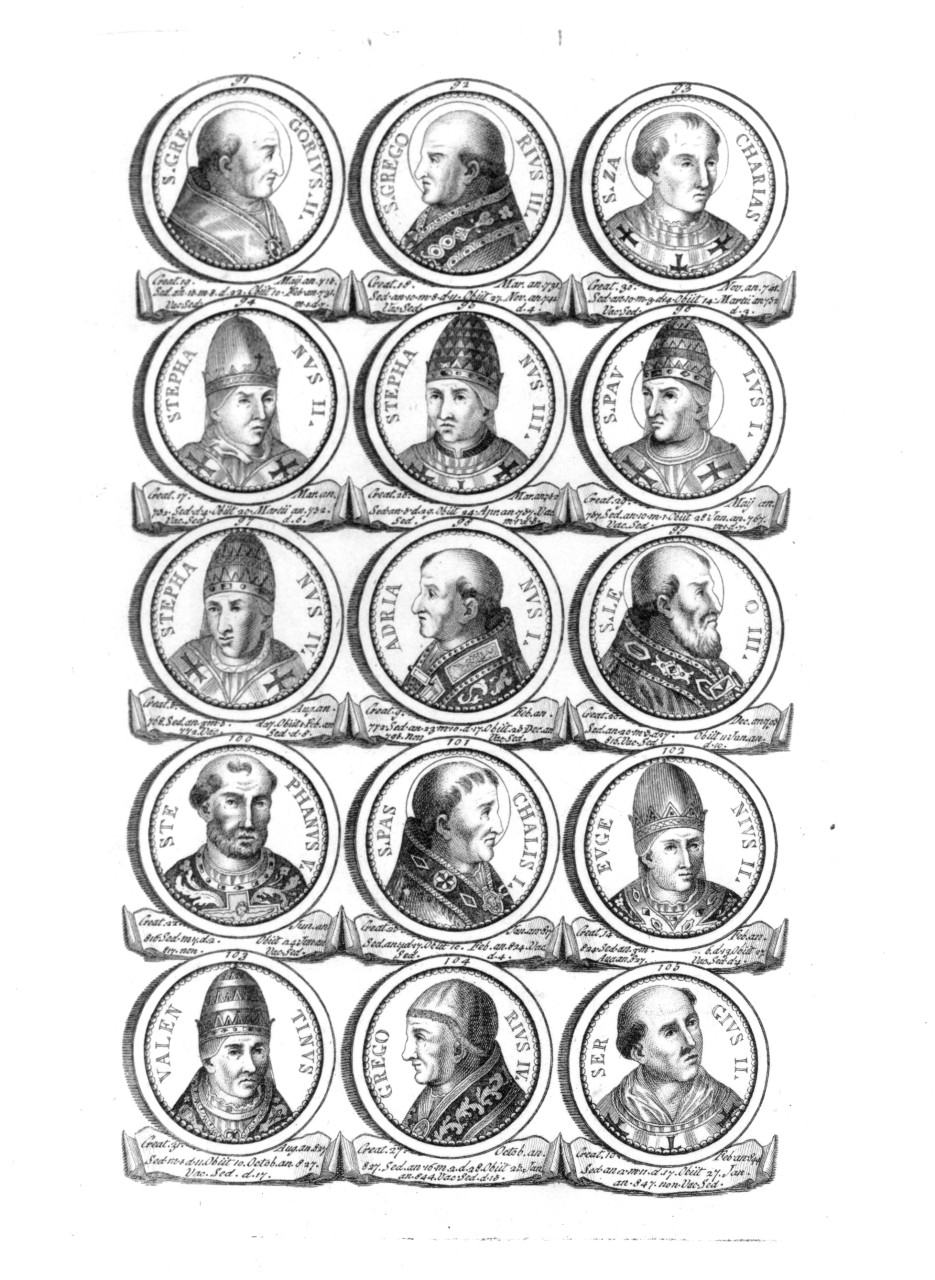 ritratti di pontefici (stampa, serie) di Gonin Francesco (sec. XVIII)