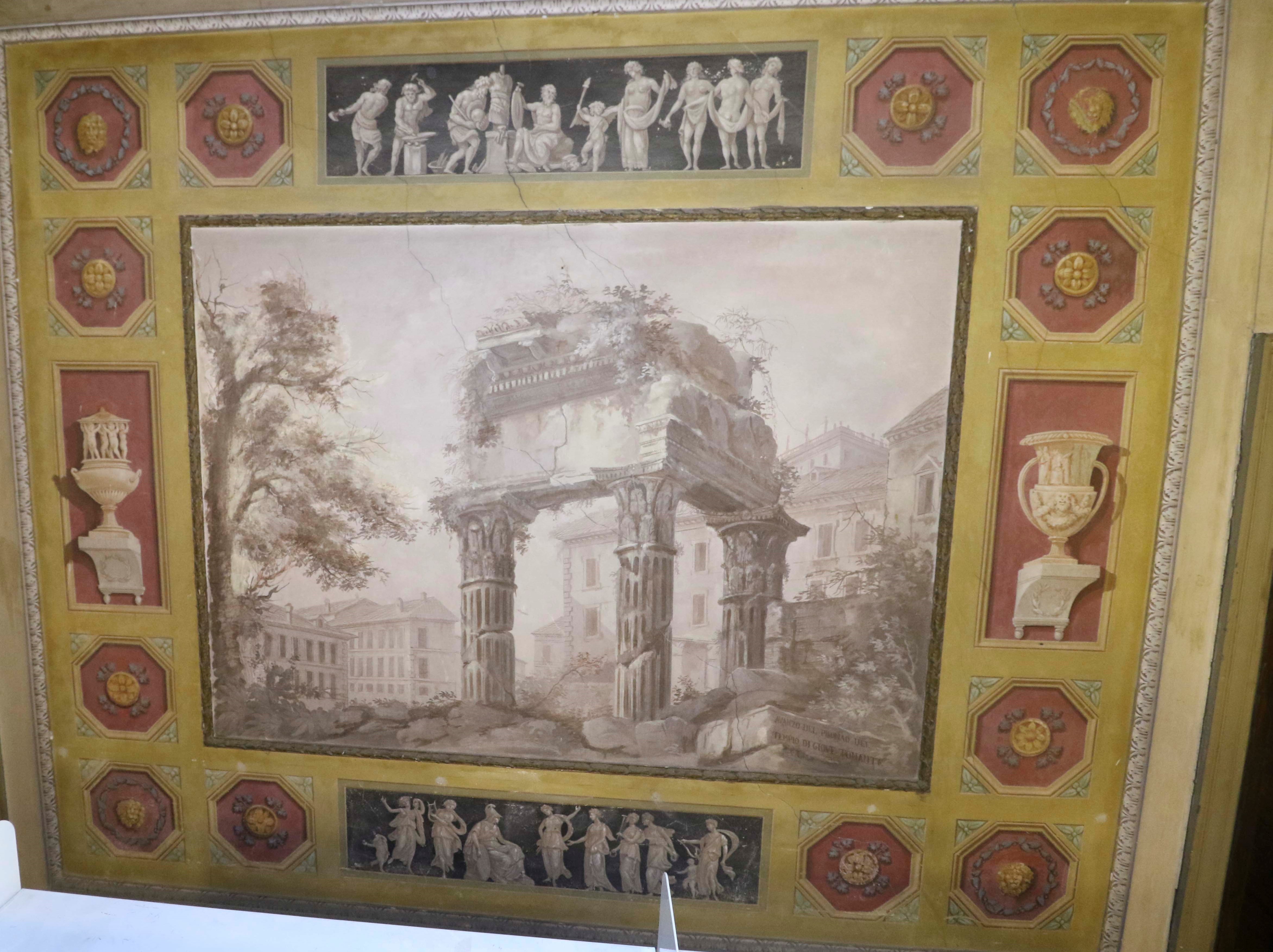 Veduta piranesiana, Scena mitologica, Vaso all'antica (dipinto) - ambito veneto (prima metà XIX)