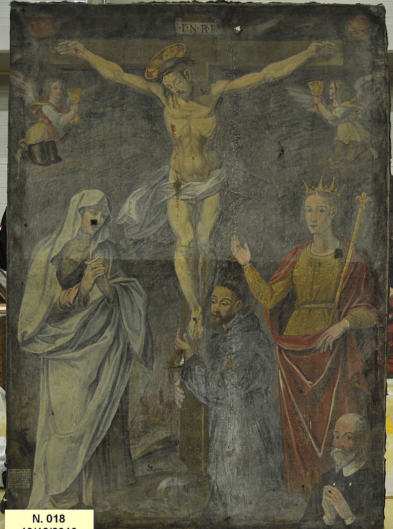 Crocifissione e santi (dipinto, opera isolata) - bottega Italia centrale (XVII)