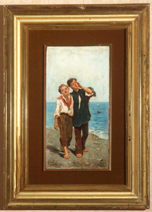 Gli amici, Due ragazzi (dipinto) di De Vivo Tommaso - ambito napoletano (XIX)
