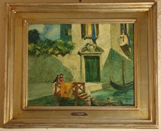 Scorcio veneziano, Scena di strada (dipinto) di Paoletti Rodolfo - ambito veneto (XX)