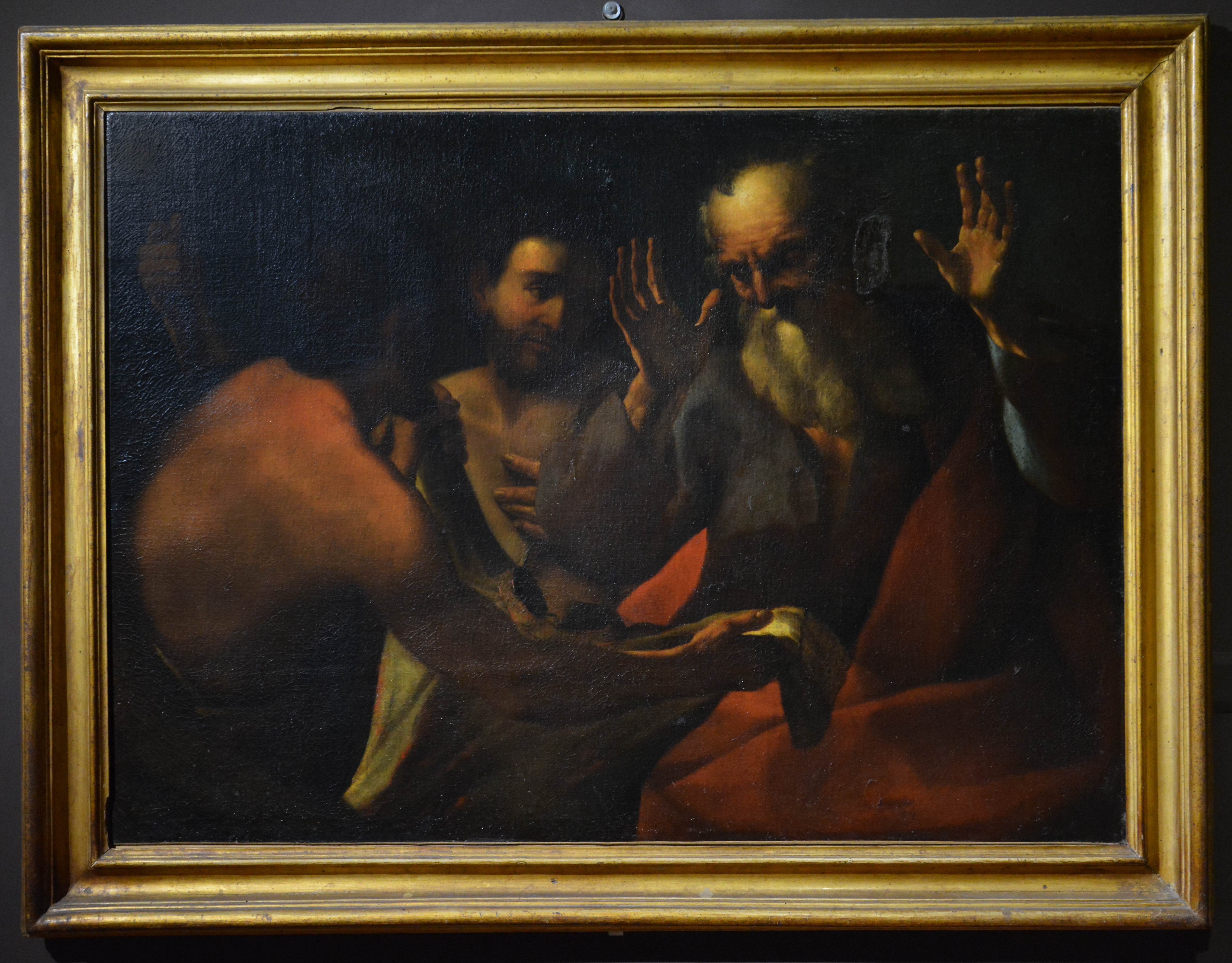 la tunica di Giuseppe intrisa del suo sangue viene portata e mostrata a Giacobbe (dipinto, opera isolata) - ambito toscano (secondo quarto XVII)