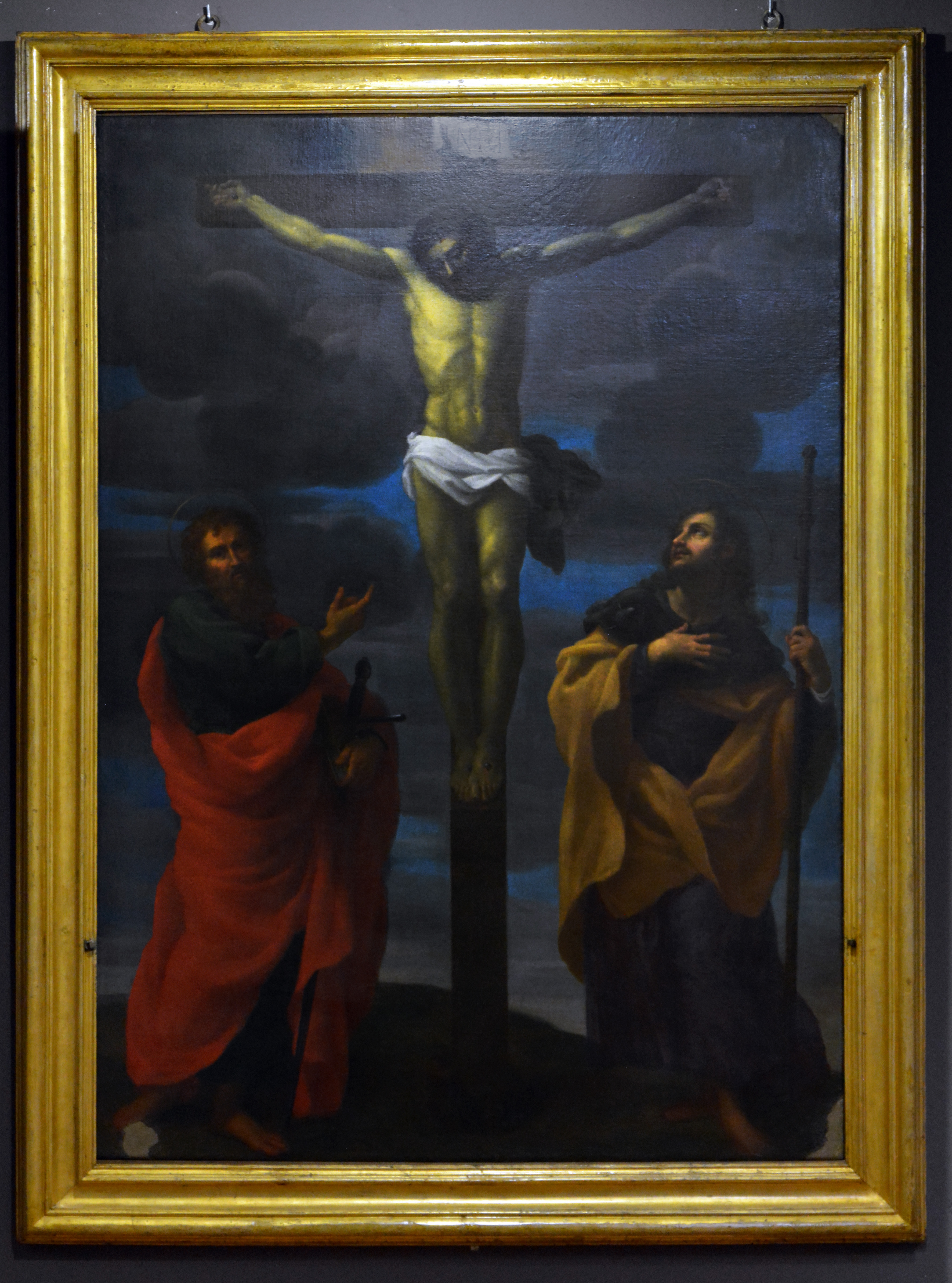 Cristo crocifisso con i Santi Paolo e Giacomo (dipinto, opera isolata) - pittore sanseverinate (XVII)