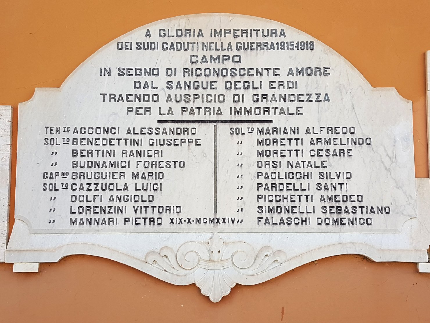 lapide commemorativa ai caduti - ambito toscano (sec. XX)