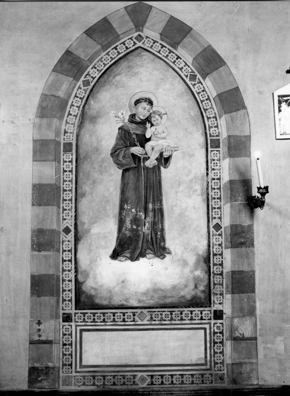 Sant'Antonio da Padova con il bambino (dipinto) di Santelli Giuseppe (sec. XX)