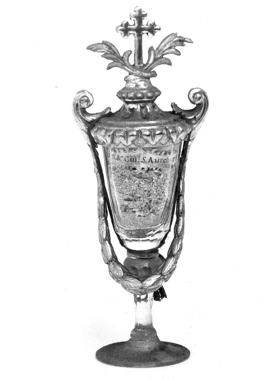 palma del martirio (reliquiario vasiforme, serie) - bottega toscana (secc. XVIII/ XIX)