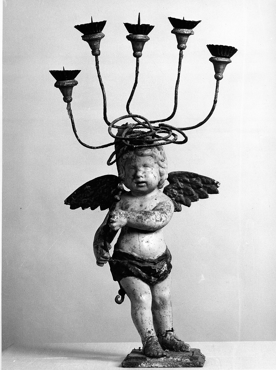 angelo (statuetta reggilampada) - artigianato toscano (prima metà sec. XIX)