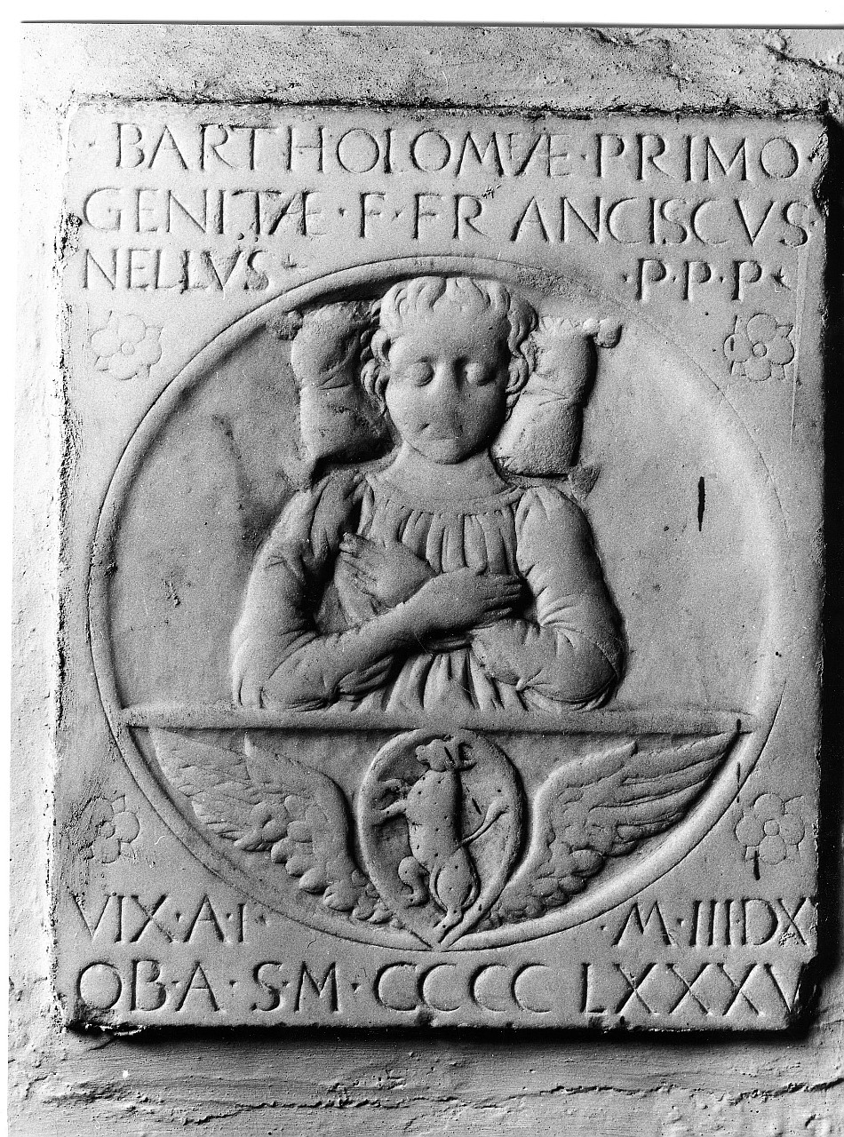 bambina defunta (lapide tombale - a parete) - artigianato toscano (ultimo quarto sec. XV)