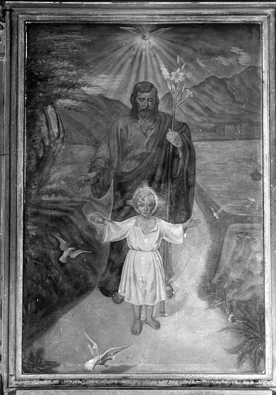San Giuseppe e Gesù Bambino (dipinto) di Masi Vittorio (sec. XX)