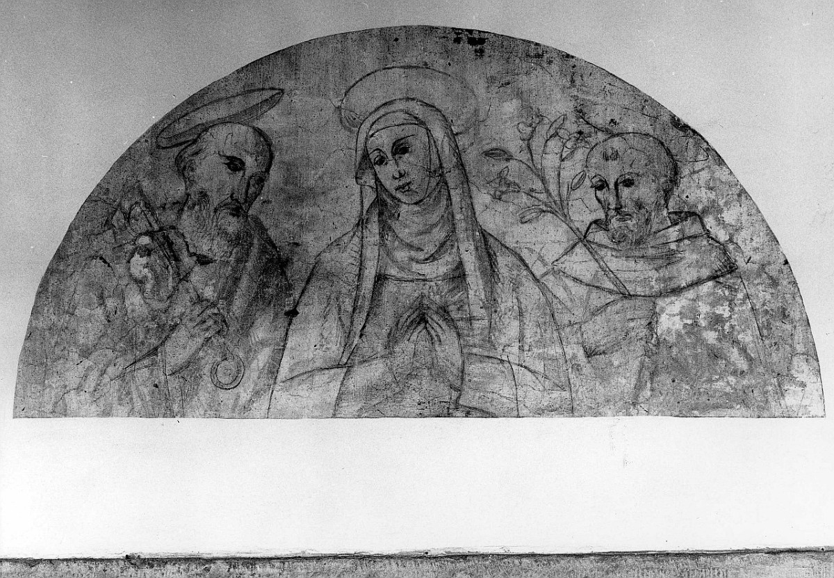 Madonna, San Leonardo e San Domenico (sinopia) di Chiesa A (prima metà sec. XX)