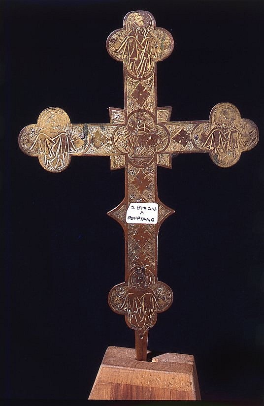 Agnus Dei tra i simboli degli evangelisti (croce astile) - bottega toscana (prima metà sec. XV)