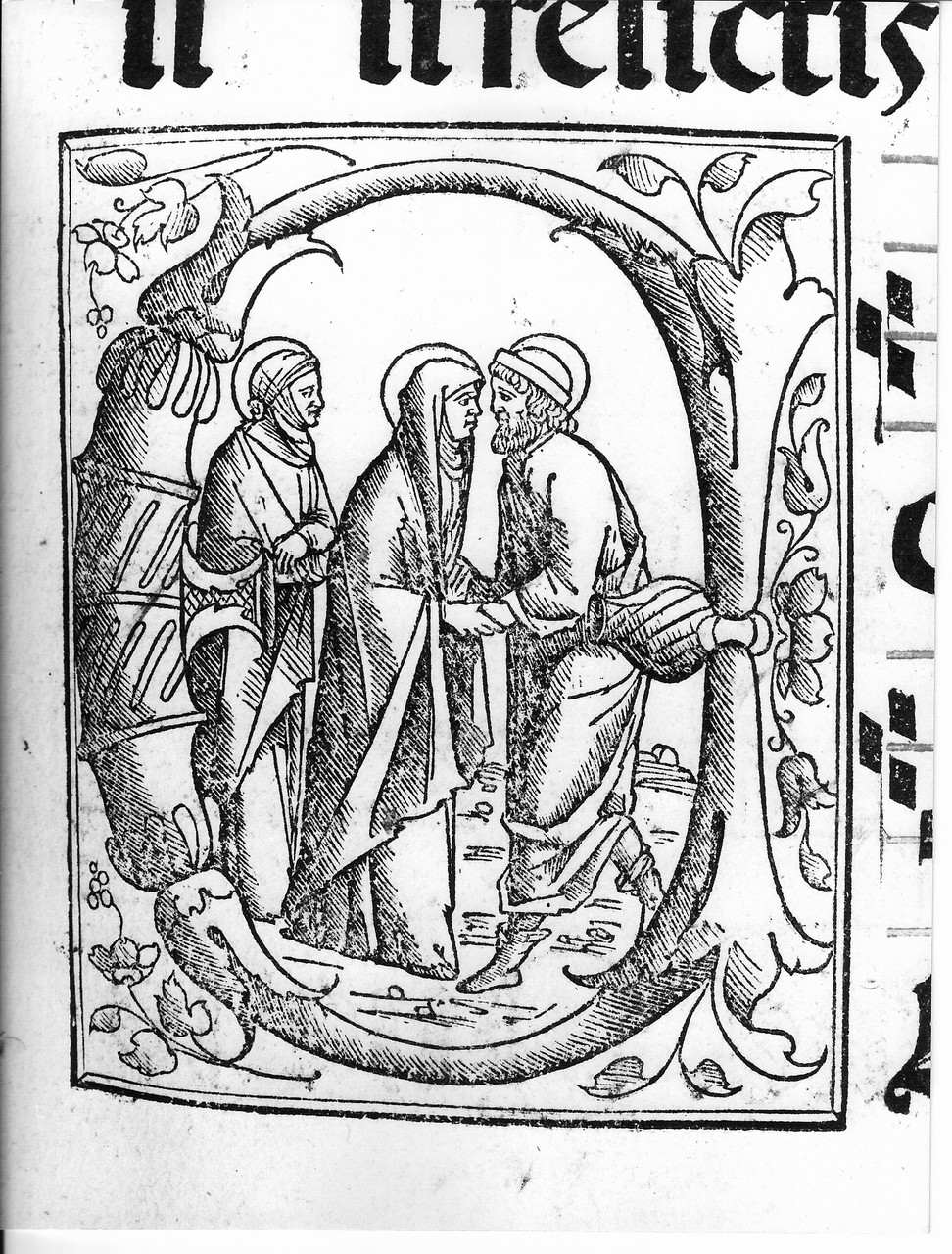 incontro di Sant'Anna e San Gioacchino alla porta aurea (stampa) - ambito veneto (sec. XV)