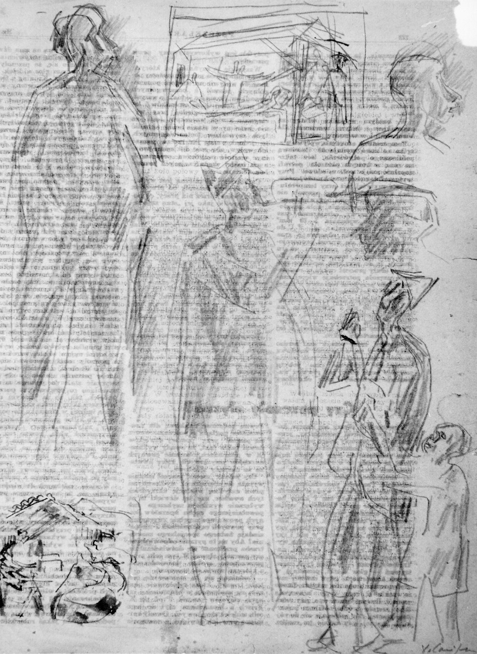 figure e schizzi (disegno) di Carmignani Virgilio (sec. XX)