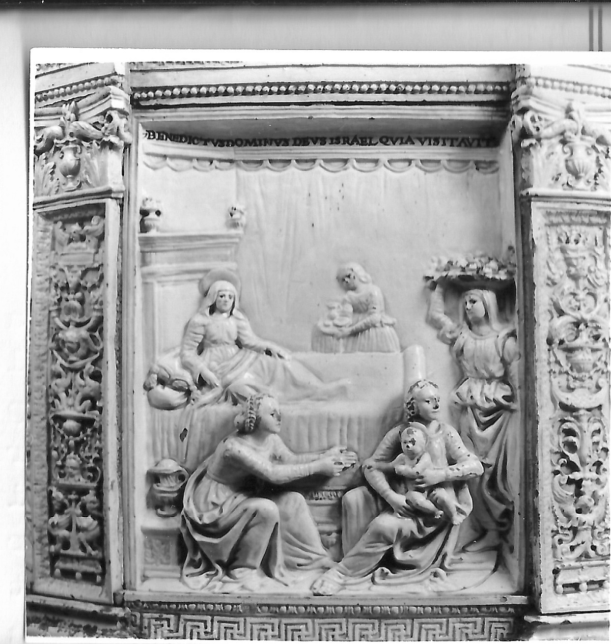 nascita di San Giovanni Battista (formella, elemento d'insieme) di Della Robbia Giovanni (attribuito) (sec. XVI)