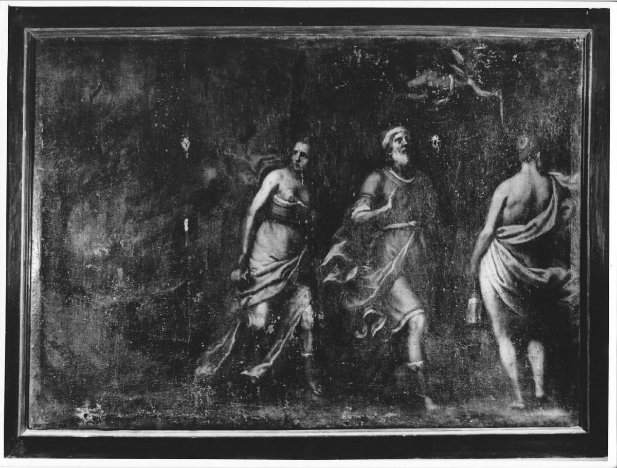 Lot e la famiglia in fuga da Sodoma (dipinto) - ambito toscano (sec. XVII)