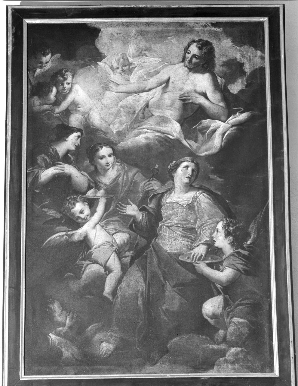 Cristo tra angeli/ Sant'Agata/ Sant'Apollonia/ Santa Lucia (dipinto) - manifattura emiliana (fine sec. XVII)