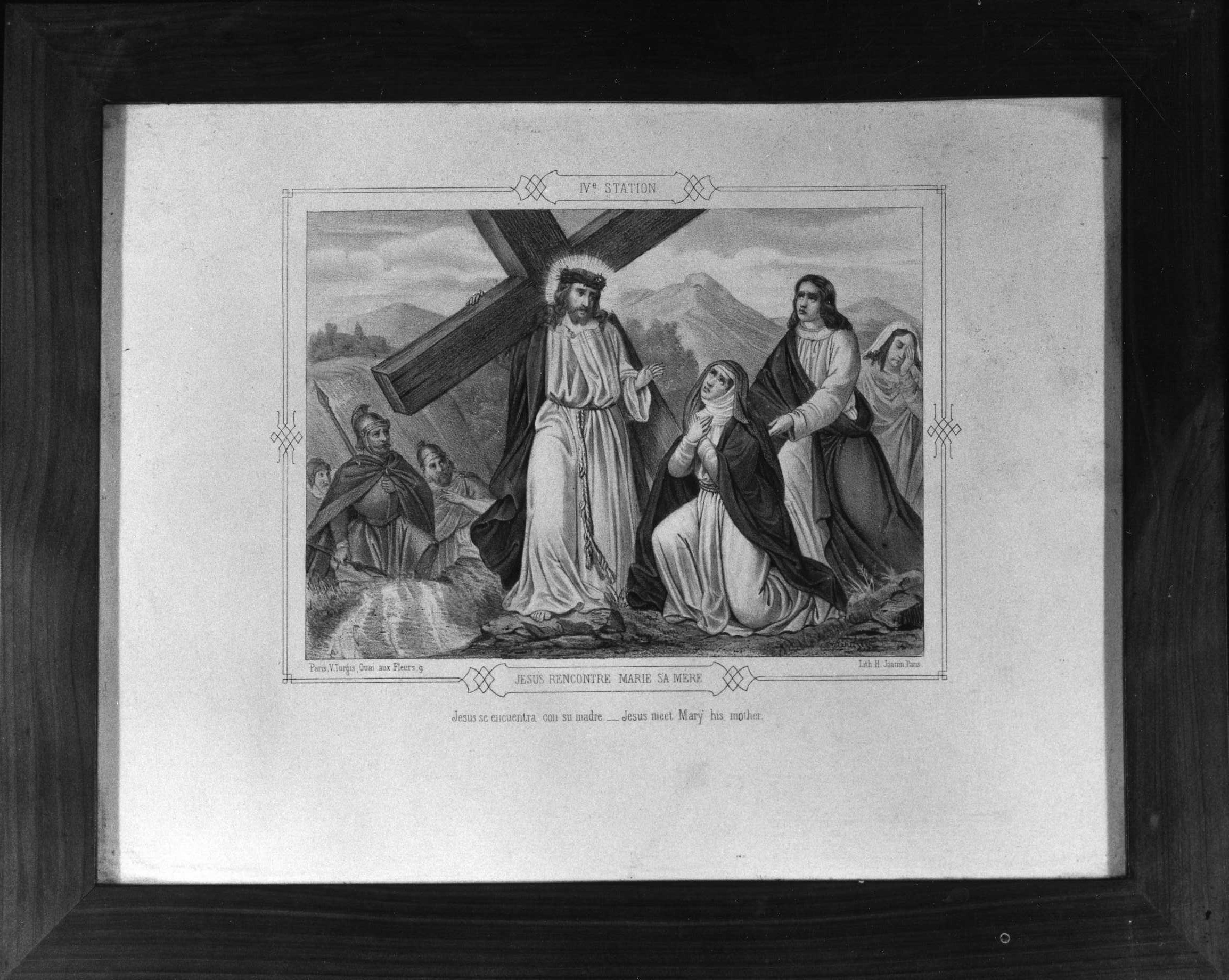 stazione IV: Gesù incontra la Madonna (stampa a colori, serie) di Jannin H (seconda metà sec. XIX)