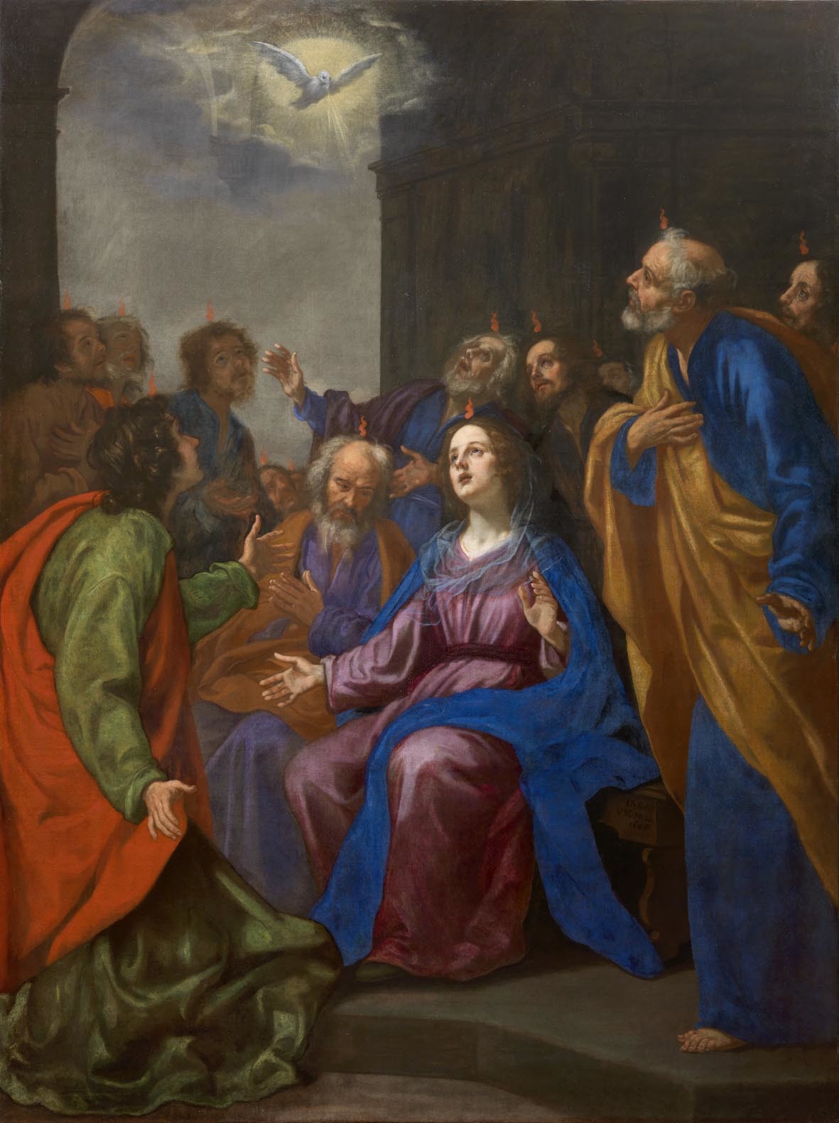 Pentecoste (dipinto, opera isolata) di Vignali Jacopo (metà sec. XVII)