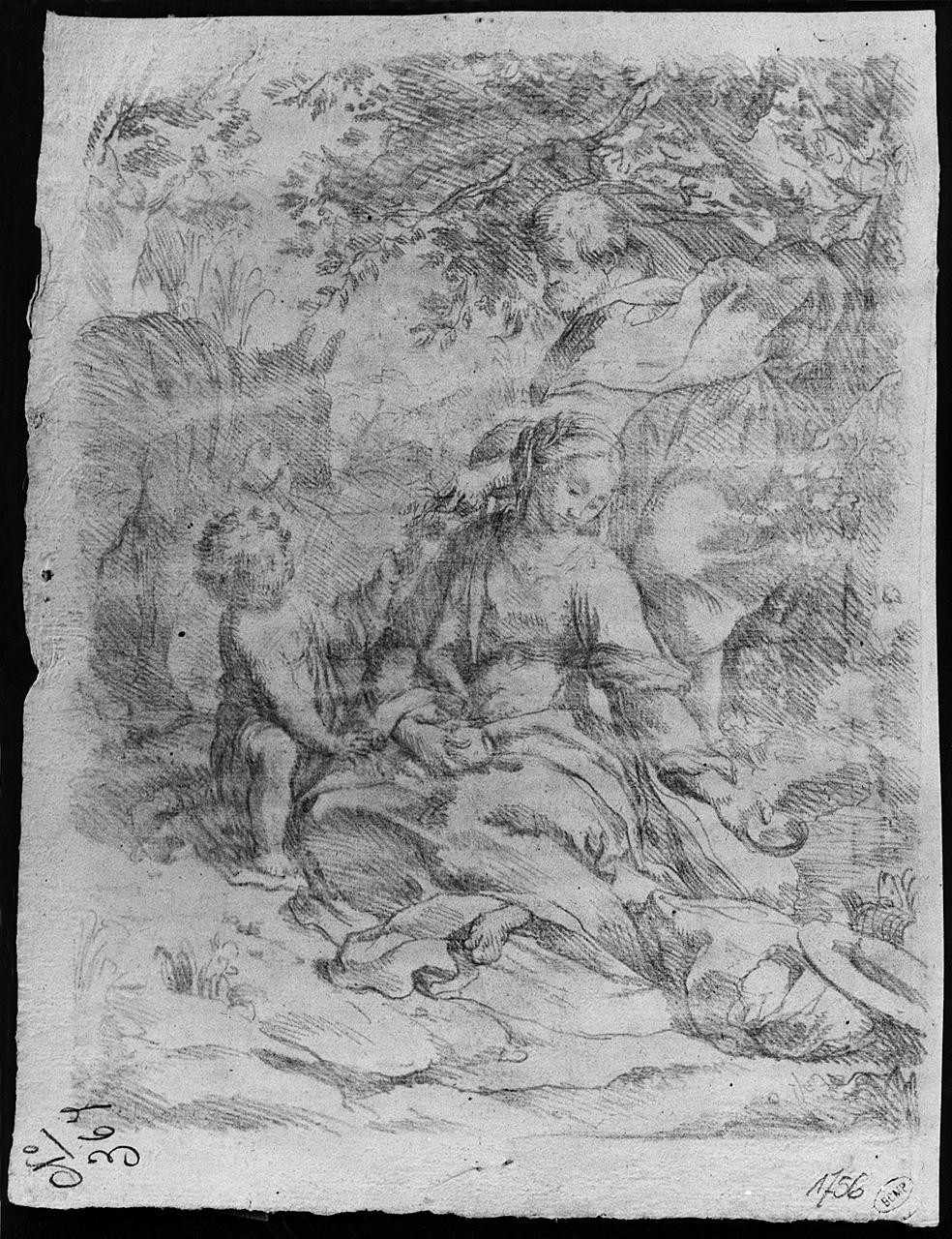 Sacra Famiglia (disegno) di Ansaldi Innocenzo (sec. XVIII)