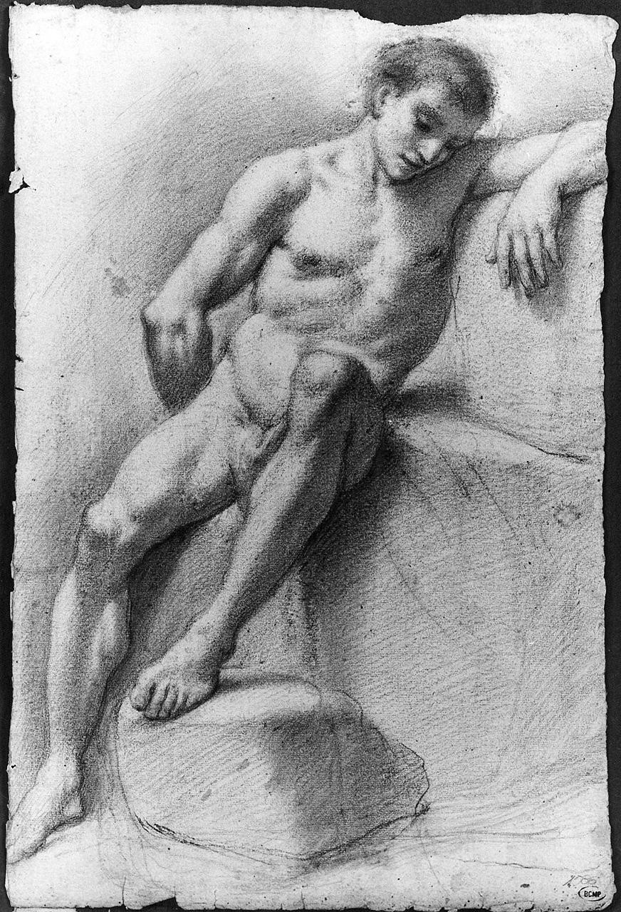 figura maschile nuda (disegno) di Ansaldi Innocenzo (sec. XVIII)