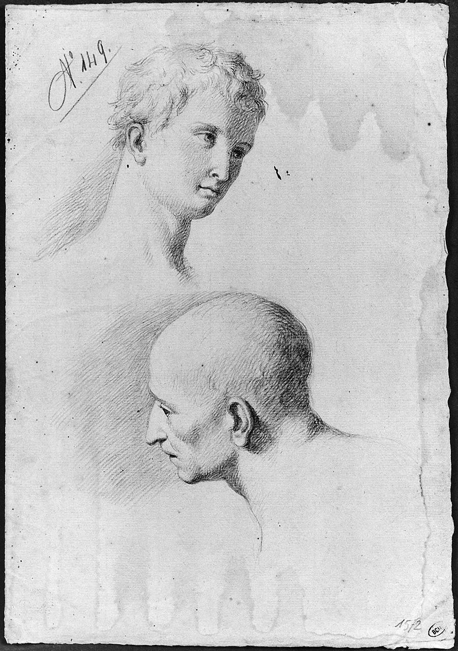 testa d'uomo (disegno) di Ansaldi Innocenzo (sec. XVIII)