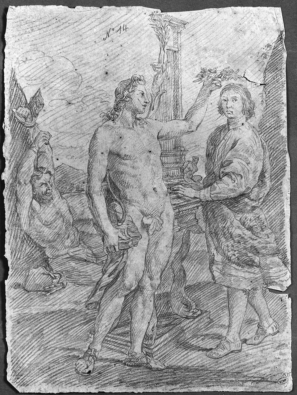 Apollo incorona il musicista Pasqualini (disegno) di Ansaldi Innocenzo (sec. XVIII)