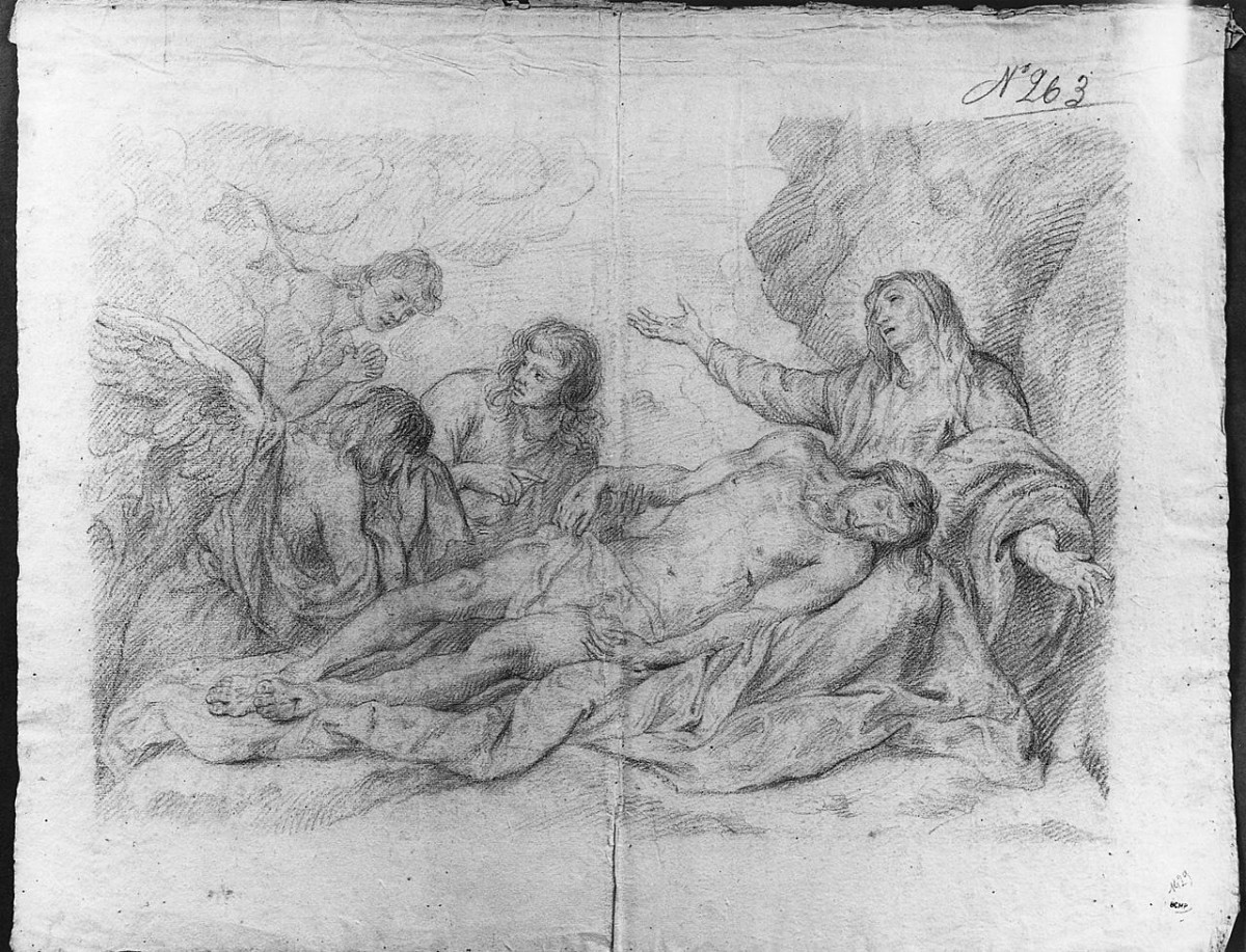 compianto sul Cristo morto (disegno) di Ansaldi Innocenzo (sec. XVIII)