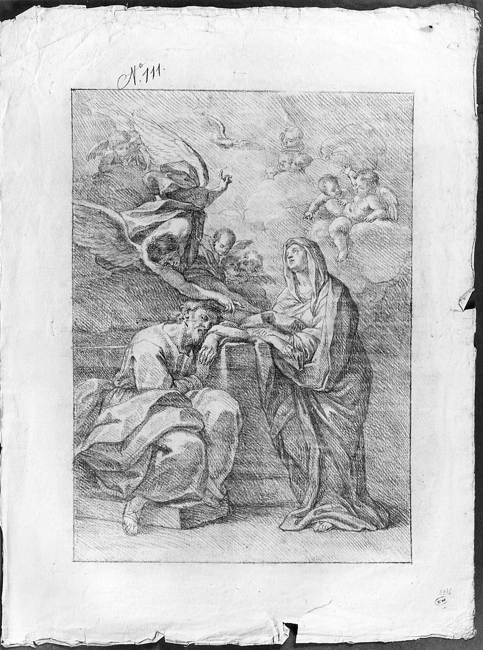 San Giuseppe e la Madonna (disegno) di Ansaldi Innocenzo (sec. XVIII)