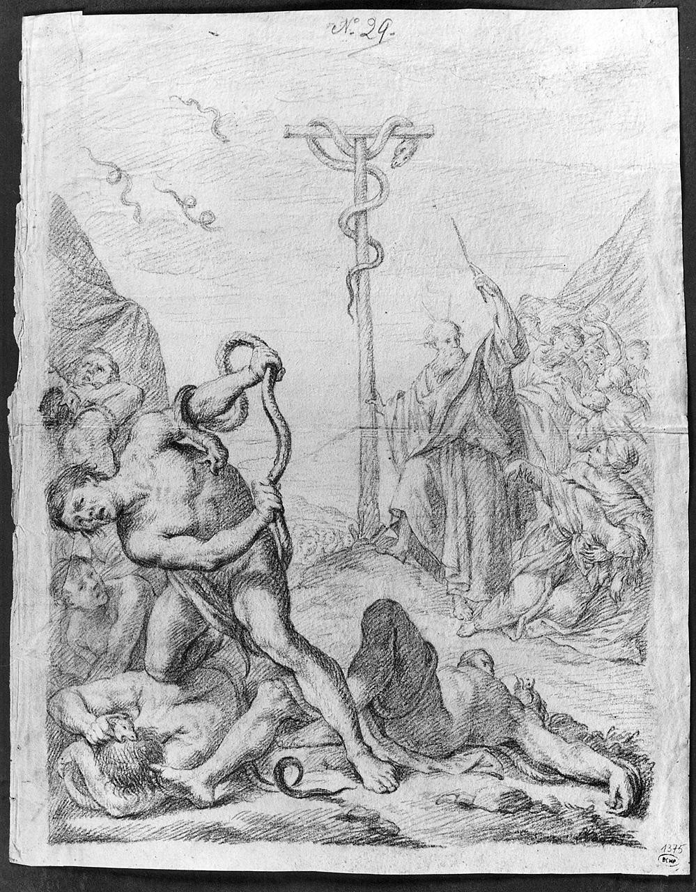 Mosè e il serpente di bronzo (disegno) di Ansaldi Innocenzo (sec. XVIII)