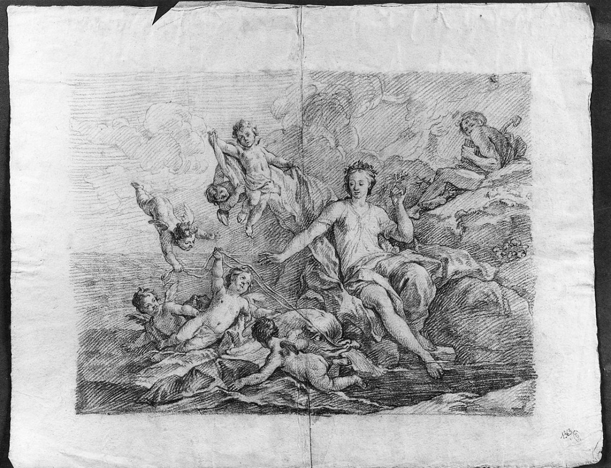 Galatea e Polifemo (disegno) di Ansaldi Innocenzo (secc. XVIII/ XIX)