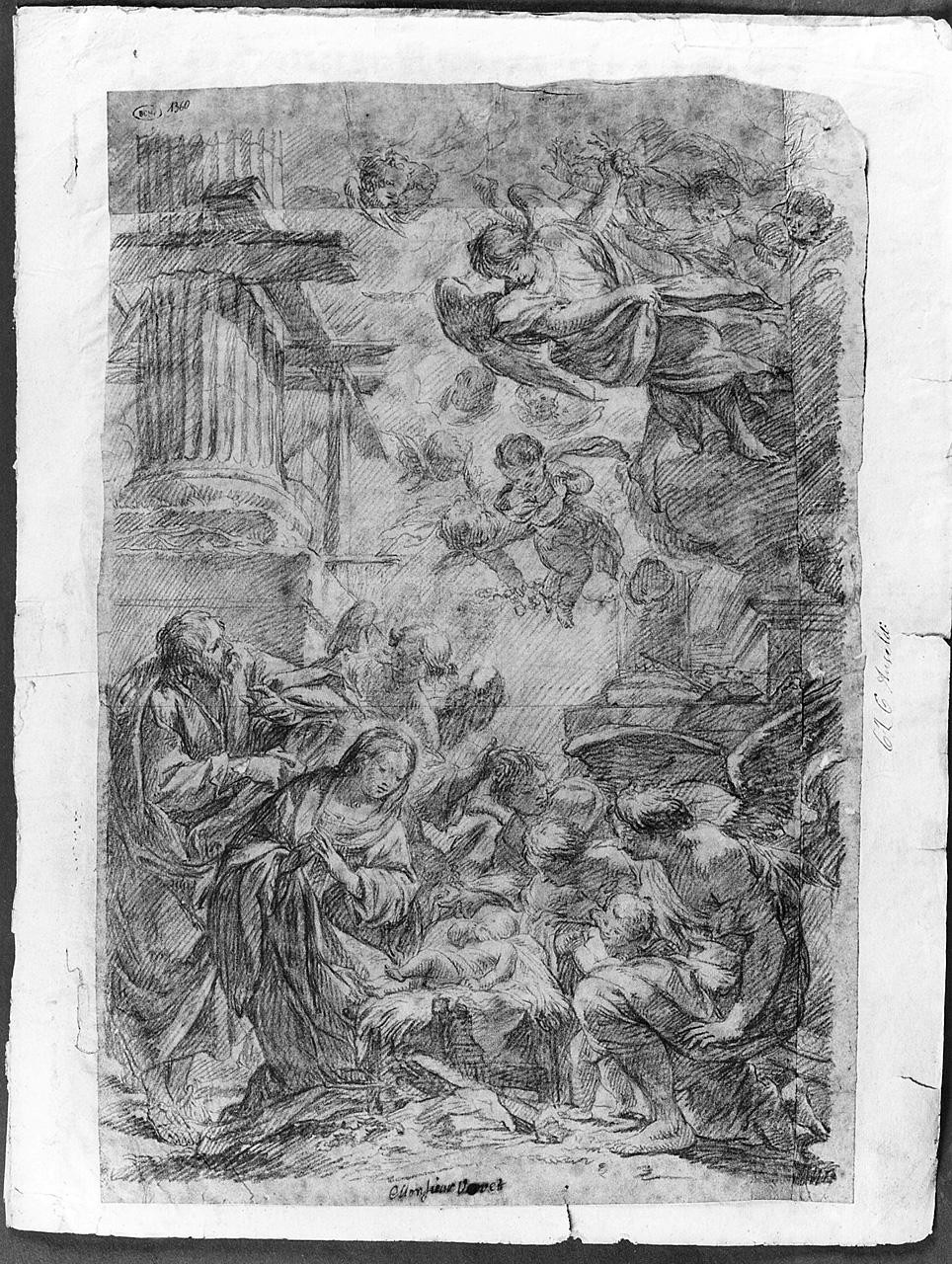 adorazione di Gesù Bambino (disegno) di Ansaldi Innocenzo (sec. XVIII)