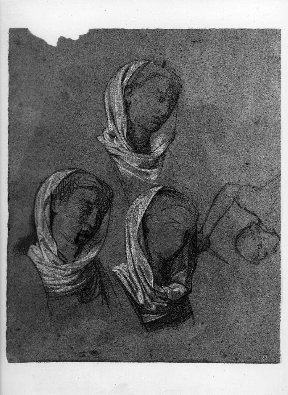 studio di testa; studio di figura a mezzo busto (disegno preparatorio) di Franchi Alessandro (sec. XIX)