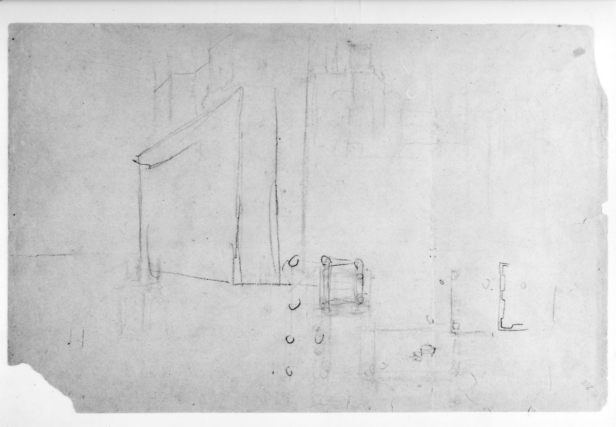 studio di architetture (disegno preparatorio) di Franchi Alessandro (sec. XIX)