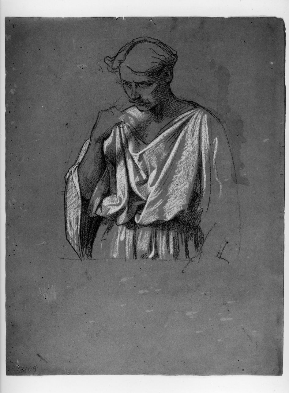 studio di figura panneggiata (disegno preparatorio) di Franchi Alessandro (sec. XIX)
