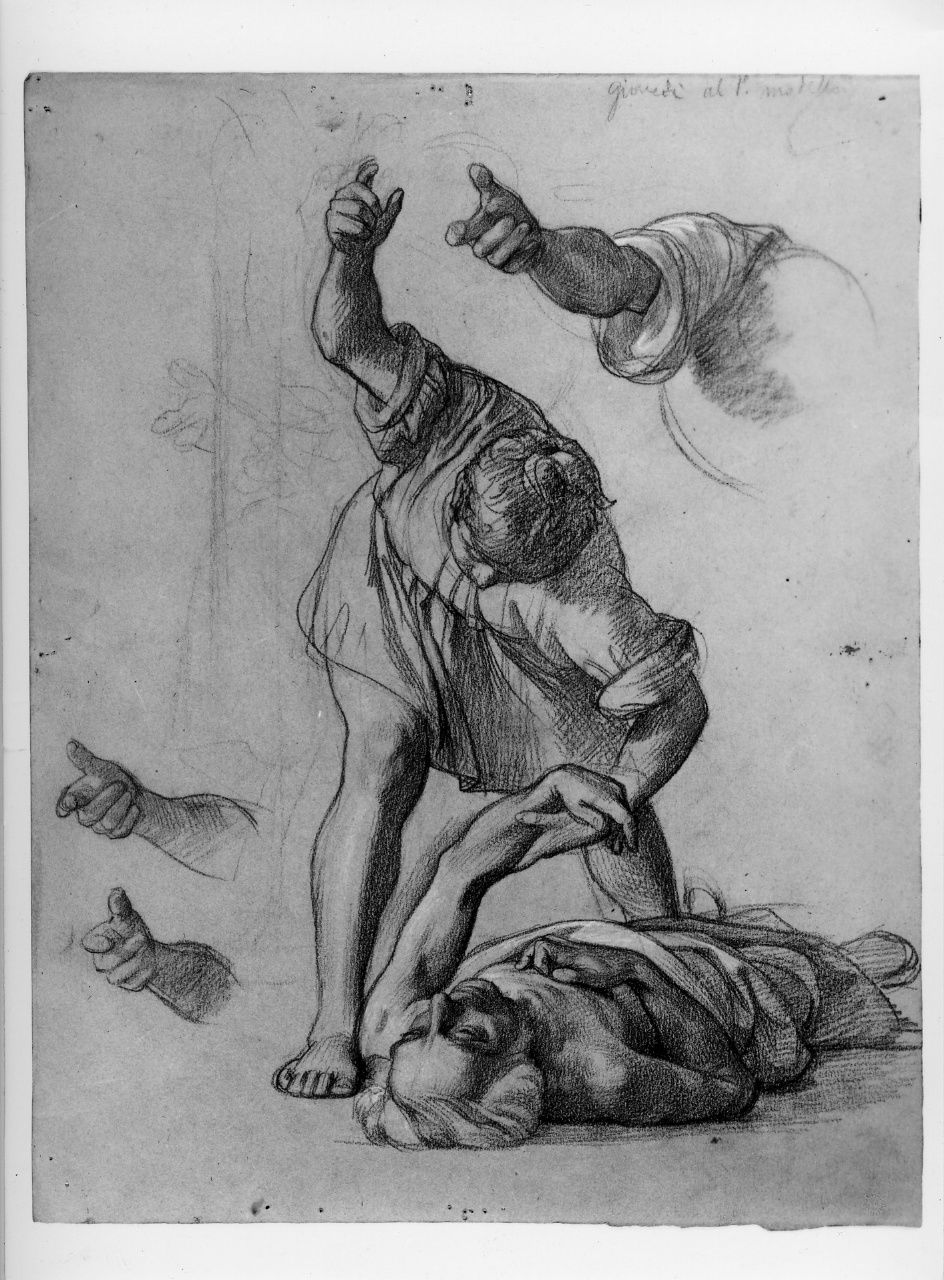 studio di composizione; studio di braccio; studio di mano (disegno preparatorio) di Franchi Alessandro (sec. XIX)