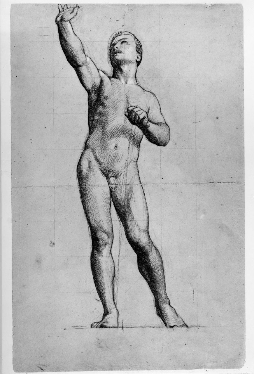 studio di nudo (disegno preparatorio) di Franchi Alessandro (sec. XIX)