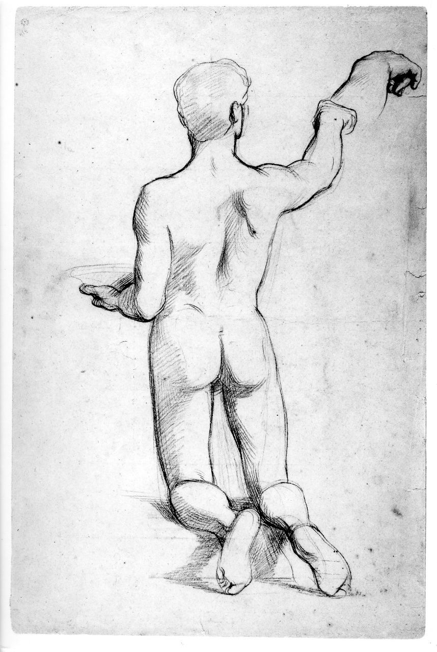 studio di nudo; studio di mano (disegno preparatorio) di Franchi Alessandro (sec. XIX)