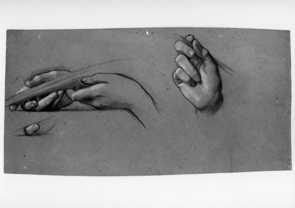 studio di mano; studio di dito (disegno preparatorio) di Franchi Alessandro (sec. XIX)