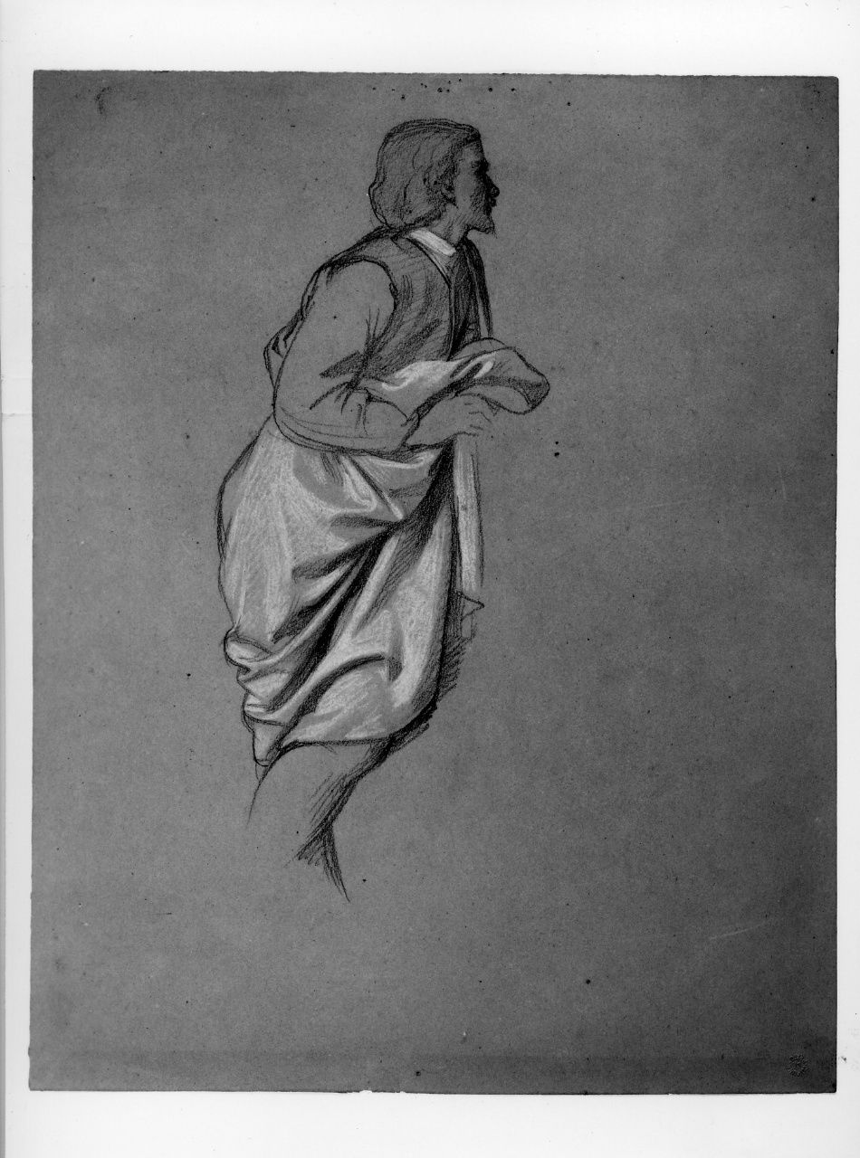 studio di figura; studio di panneggio (disegno preparatorio) di Franchi Alessandro (seconda metà sec. XIX)