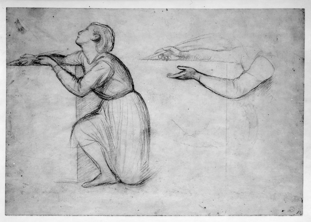 studio di figura; studio di braccio; studio di stemma (disegno preparatorio) di Franchi Alessandro (sec. XIX)