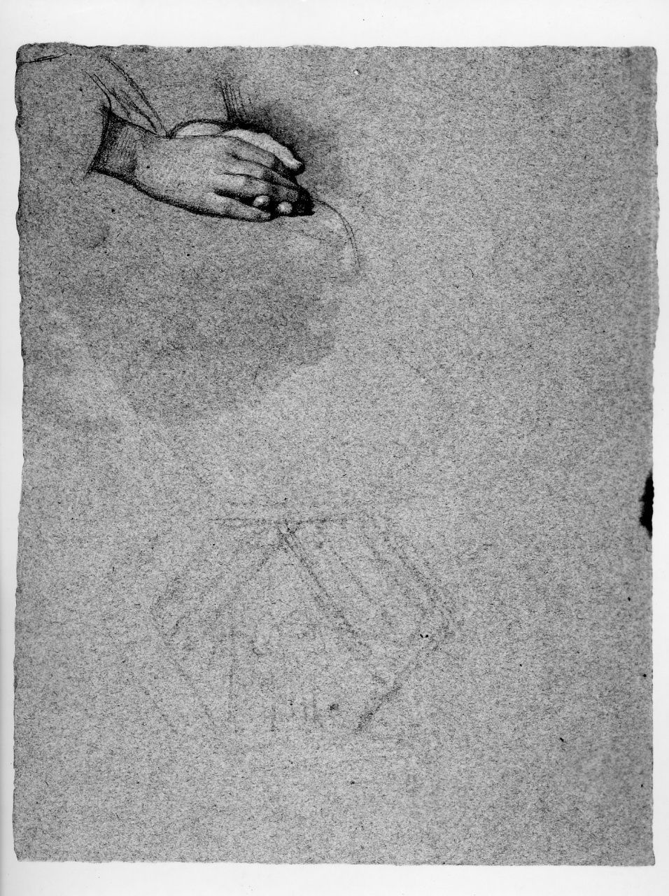 studio di mano; studio di panneggio (disegno preparatorio) di Franchi Alessandro (sec. XIX)